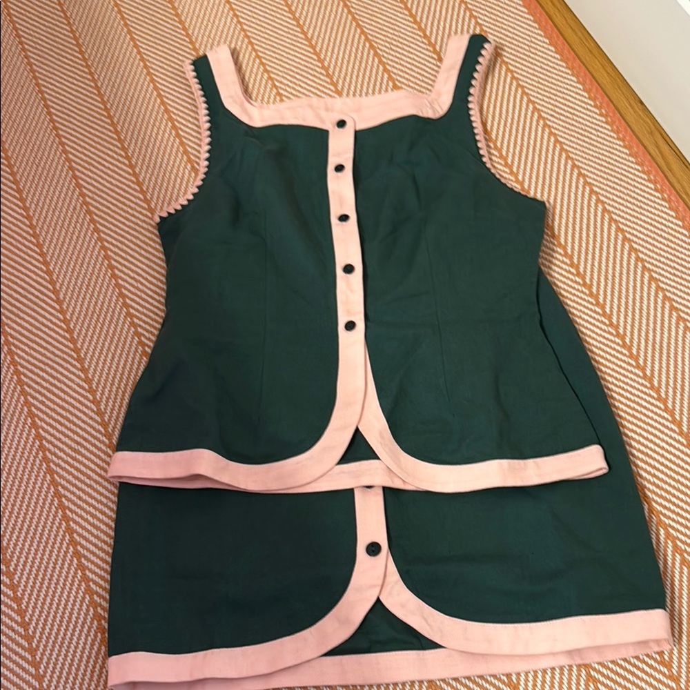 MASON'S DAUGHTER Athena outfit, Green with Pink Color Block Linen
